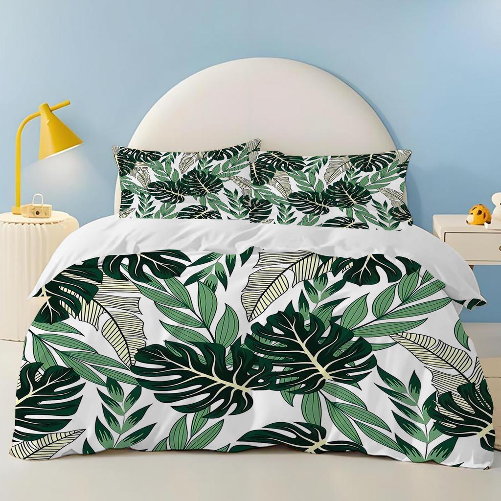 Comforter Green Leaves Christmas Gifts Pet Dog Bedding Set Polyester Suitable For Children And Adults 3-Piece Set Plant