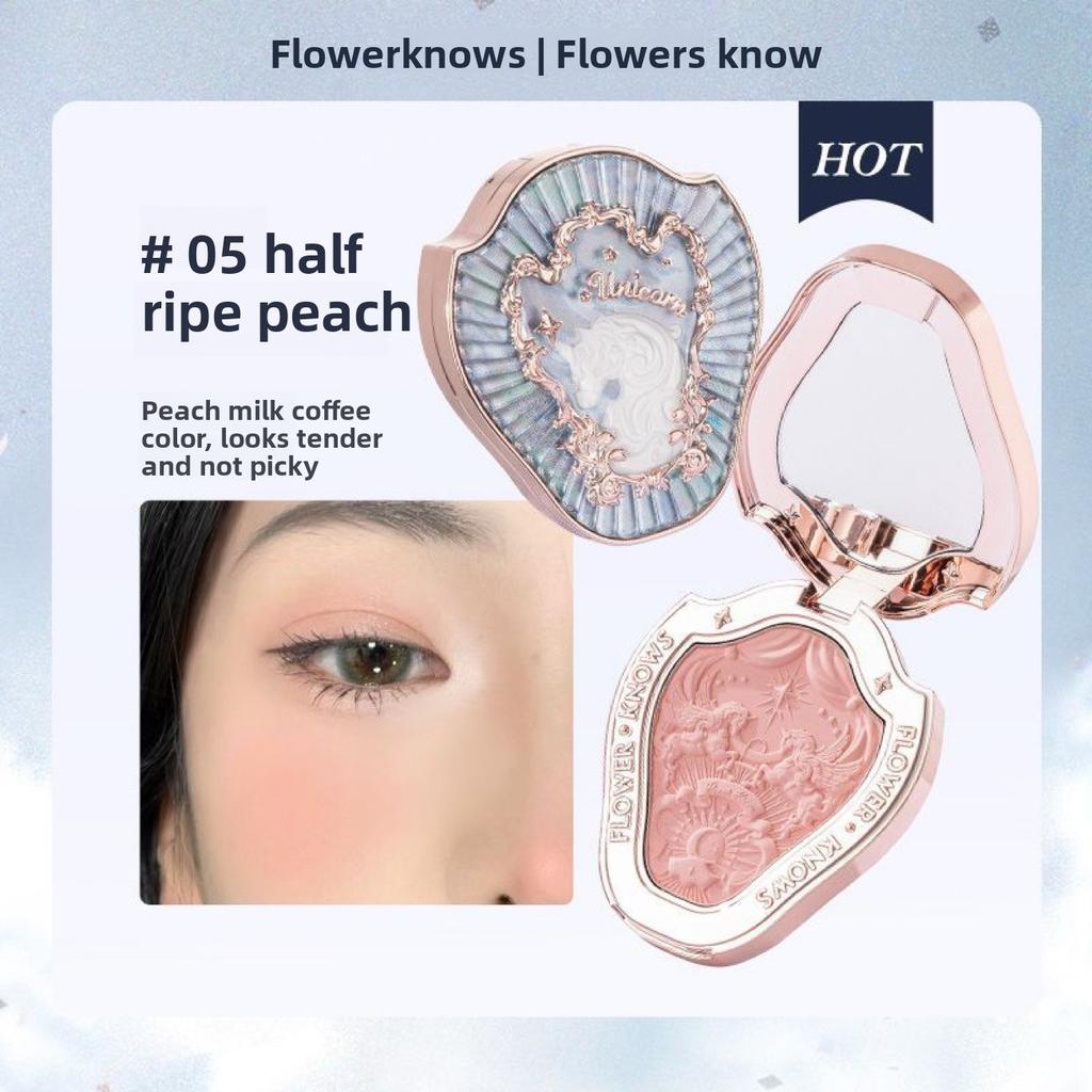 Палетка румян и контуринга FlowerKnow Unicorn Strawberry Rococo с тиснением, хайлайтер и многофункциональные кремовые румяна