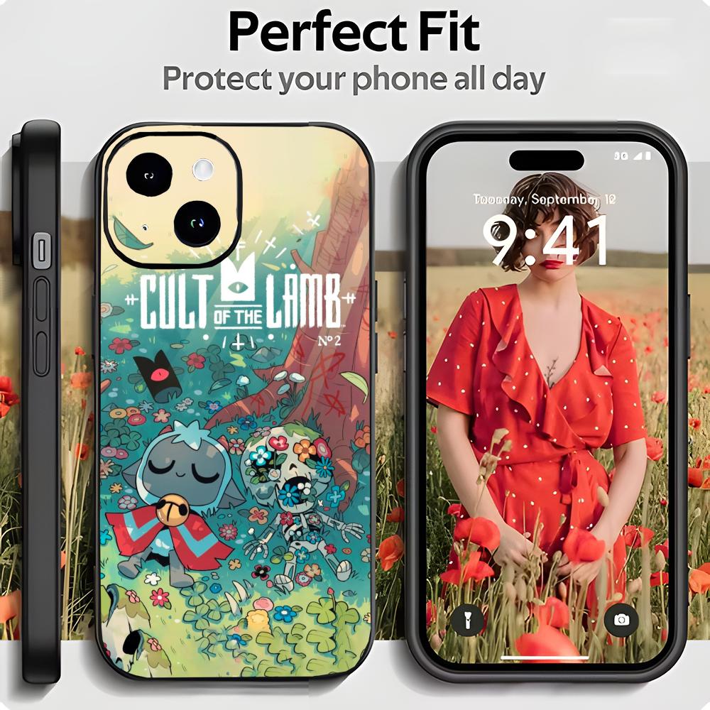 Чехол для телефона Cult Of The Lamb Черный Матовый Тонкий Чехол для iPhone17 16 15 14 13 ProMax