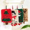 Coral Fleece Merry Christmas Hand Towel Embroidered Pattern Santa Claus Kitchen Towel  Washbasin