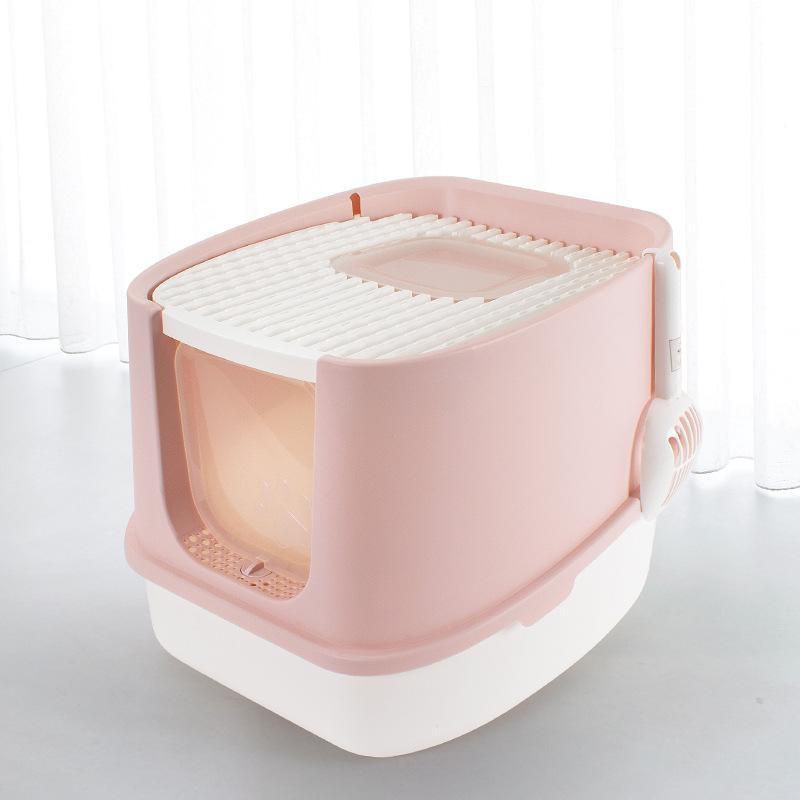 Large Capacity Pet Litter Box Fully Enclosed Spillproof Deodorant Cat Toilet with Litter Scoop Cat Litter Box Closed Sandbox