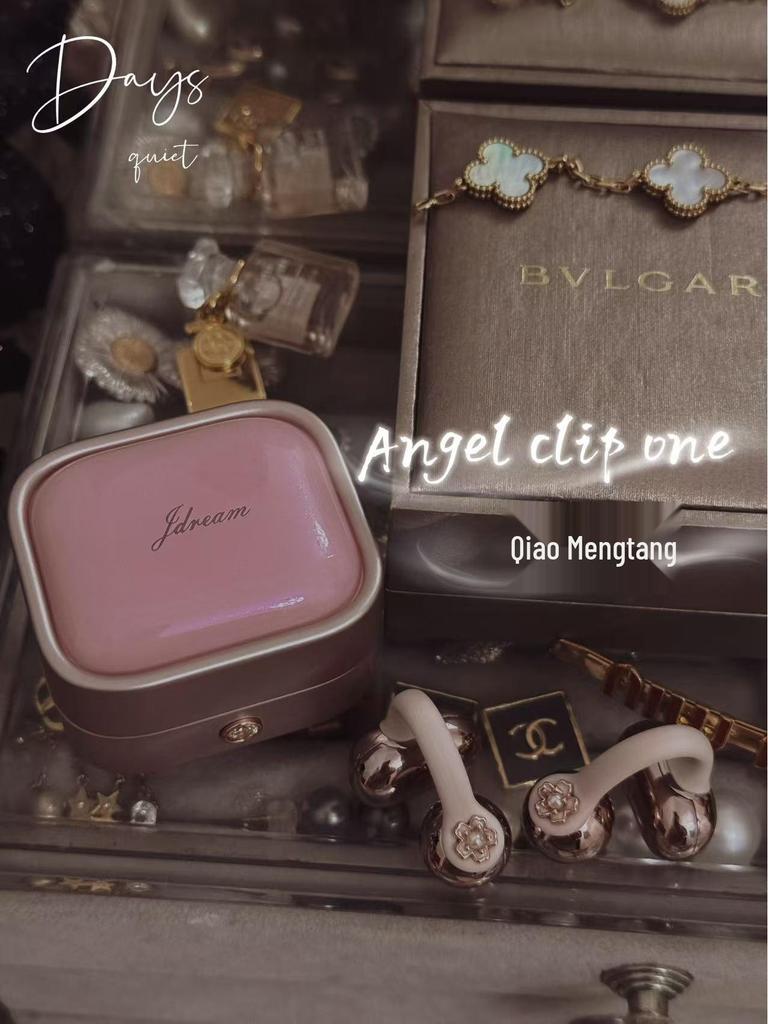 Limited Edition Pink Diamond Ear-Clip Bluetooth Headphones: Secure, Long-Wear Design, Perfect Gift Set in Jewelry Box for Girlfriend/Lover