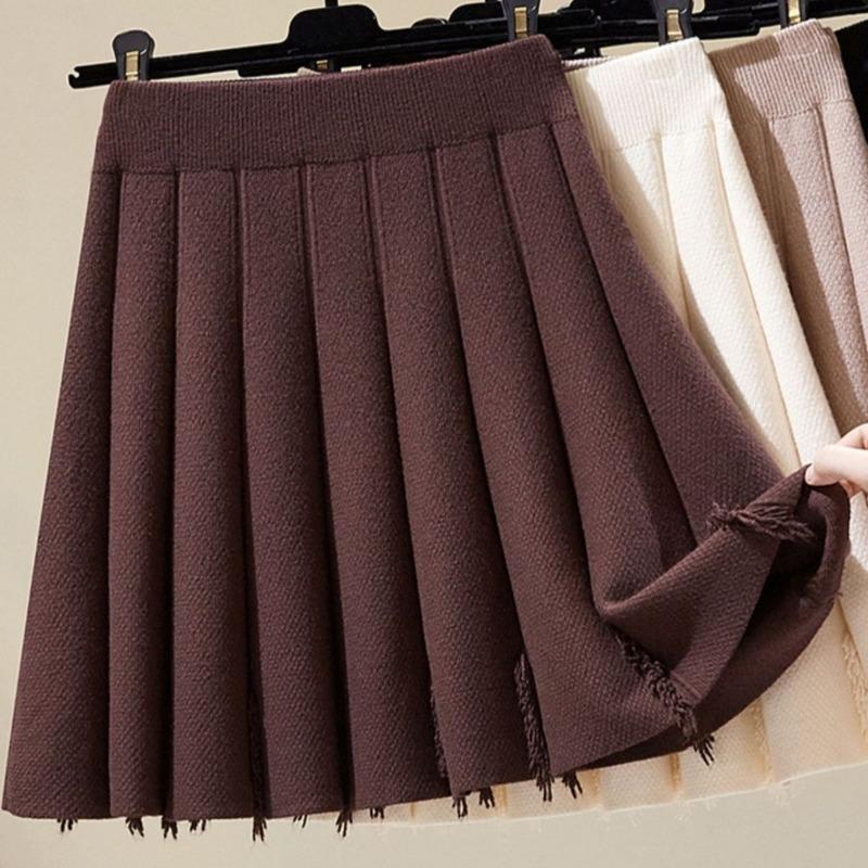 Короткая юбка, женская осенне-зимняя полуюбка, юбка трапециевидной формы с высокой талией, трикотажная юбка, эластичная талия, юбка-зонтик, женская