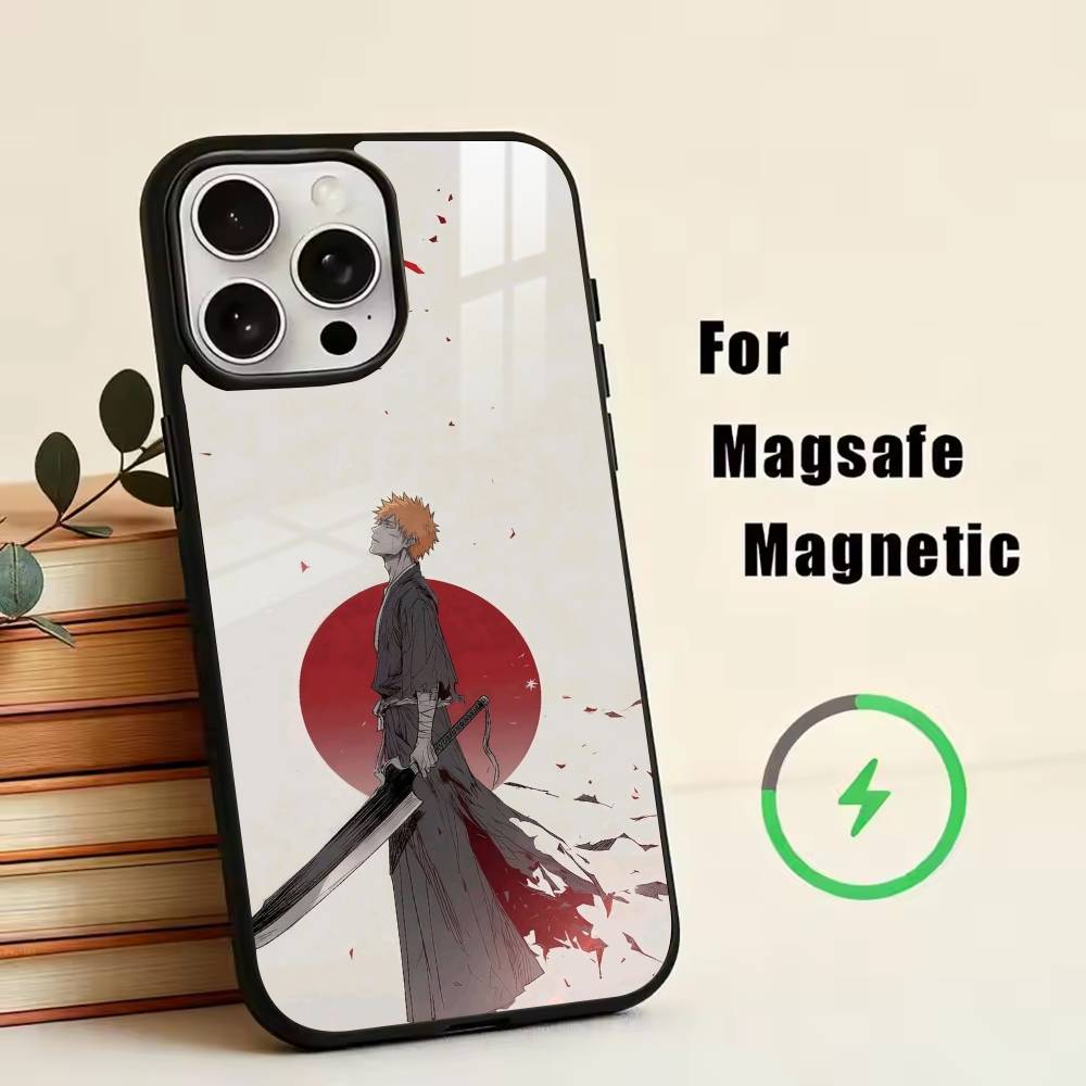 Чехол для телефона Bleach Куросаки И-Ичиго для iPhone 17, 16, 15, 14, 13, 12, 11 Plus, Pro, Магнитный для Magsafe, Беспроводная зарядка