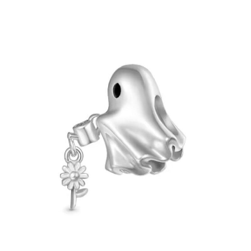 New 925 Silver Ghost Soul Pumpkin Skeleton Bat Pendant Bead Charm Fit Bracelet DIY Jewelry Halloween Gift