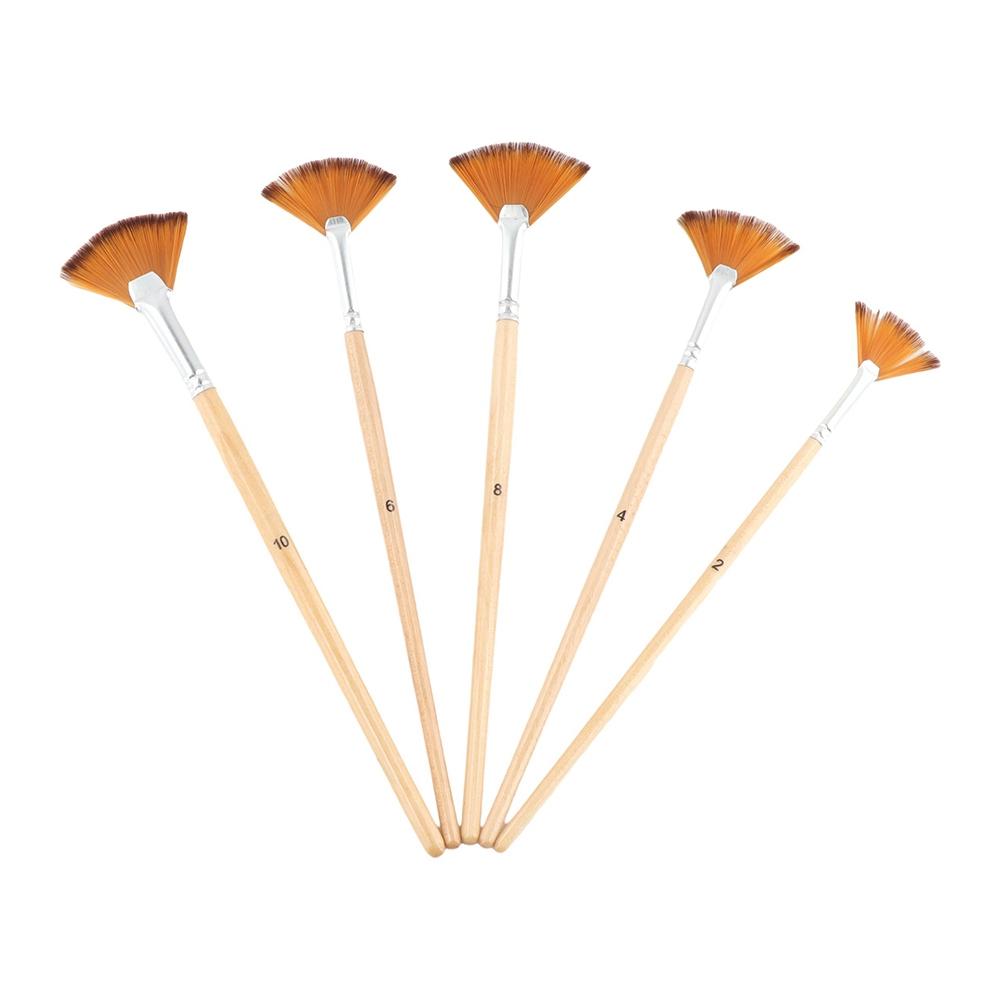 5pcs Nylon Hair Different Fan Shape Pens Acrylic Watercolor Paint Fan Shaped Painting Pens Gifts