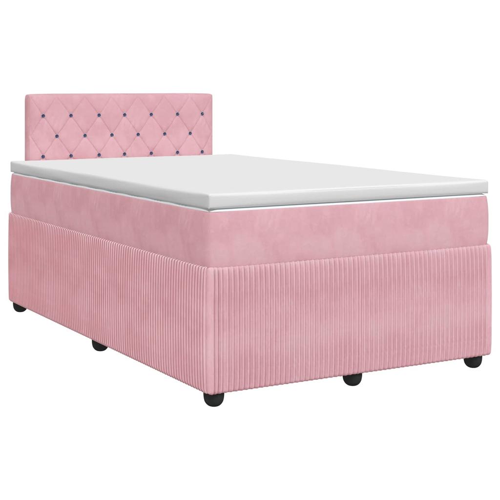 Box Spring Bed with Mattress and Headboard Pink 120 x 190 cm Velvet