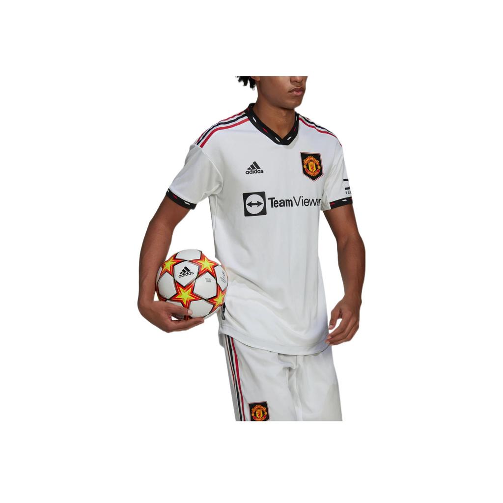 Adidas Мужская футболка Man Utd Player Edition с V-образным вырезом в полоску, белая H13883