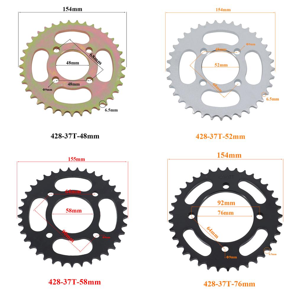 Motorcycle 428 37 Tooth 37T 48/52/58/76MM Rear Chain Sprocket 428-37T For ATV Quad Pit Dirt Bike Buggy Go Kart Accessories