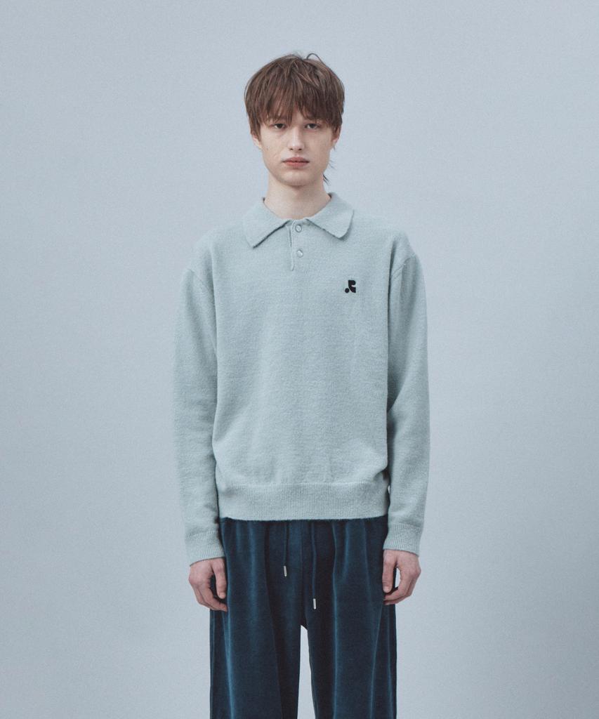 REST&RECREATION Wool Polo Knit Top - Light Gray