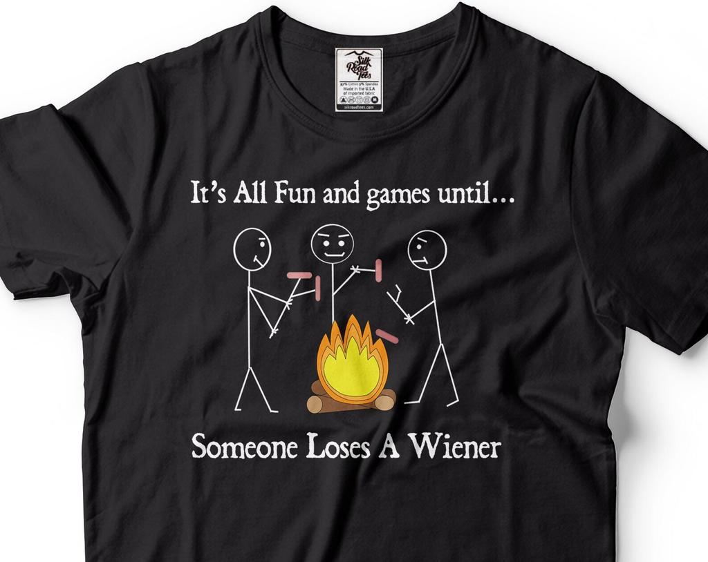 Funny BBQ Camping T-Shirt: "Loses a Weiner" - Gift for Adults