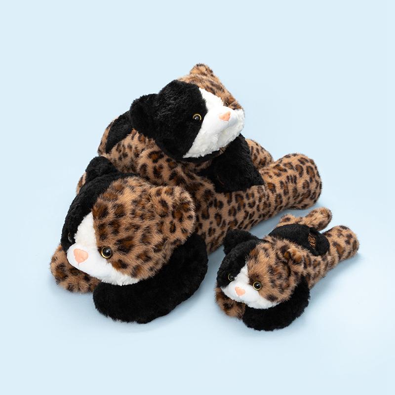 Calico Cat Plush Toy Multi Size 40 60 80cm Leopard Spotted Body Prone Pose Soft Bed Display Home Decor Gift Keepsake