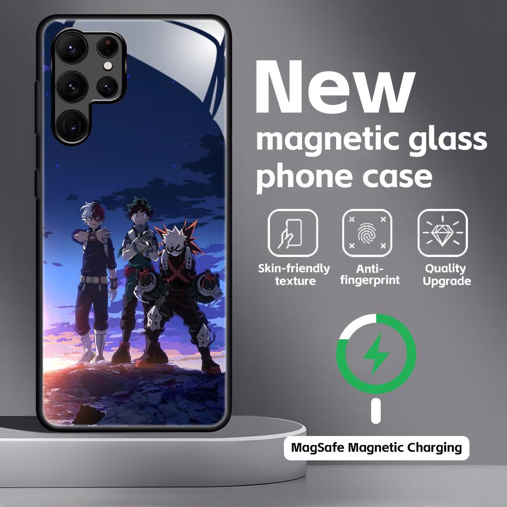 Deku My Hero Academia Phone Case For Samsung S25 S24 S23 S22 S21 S20 Plus Ultra Note20 Glass Magnetic Case