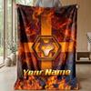 Custom Text Flannel Throw Blanket, Lightweight Cozy Bed Sofa BlanketWolverhampton Wanderers Football