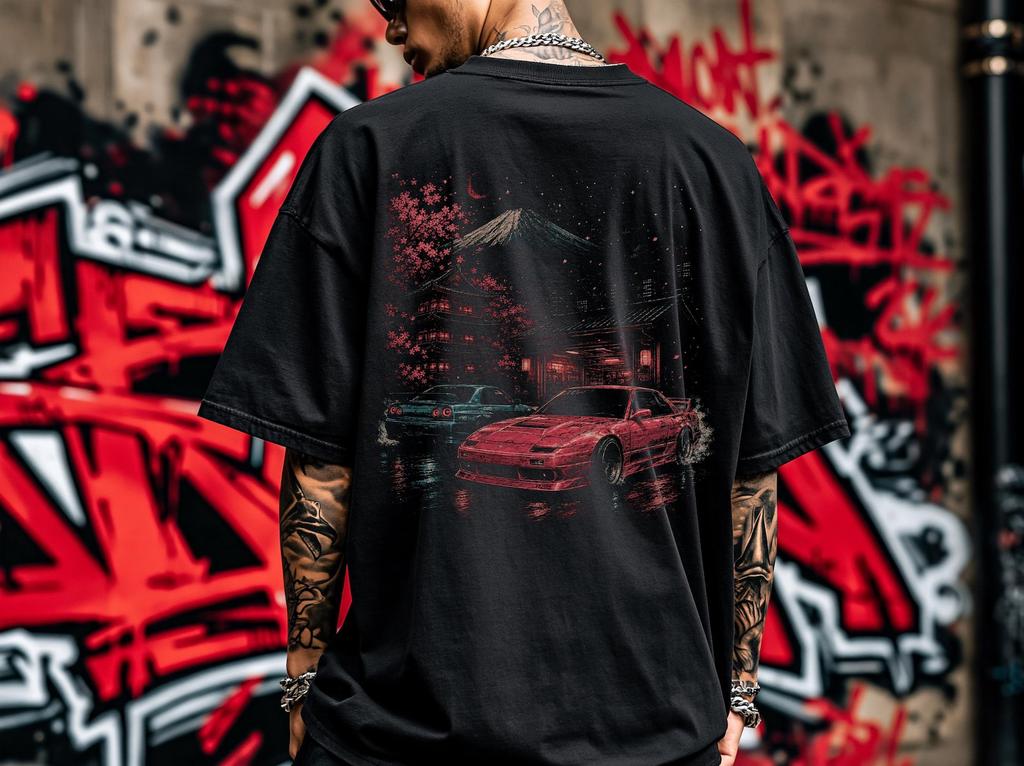 Футболка Tokyo Drift, Футболка с JDM машиной, Футболка Japanese Street Racing, Футболка для автолюбителя, Оверсайз футболка для вождения