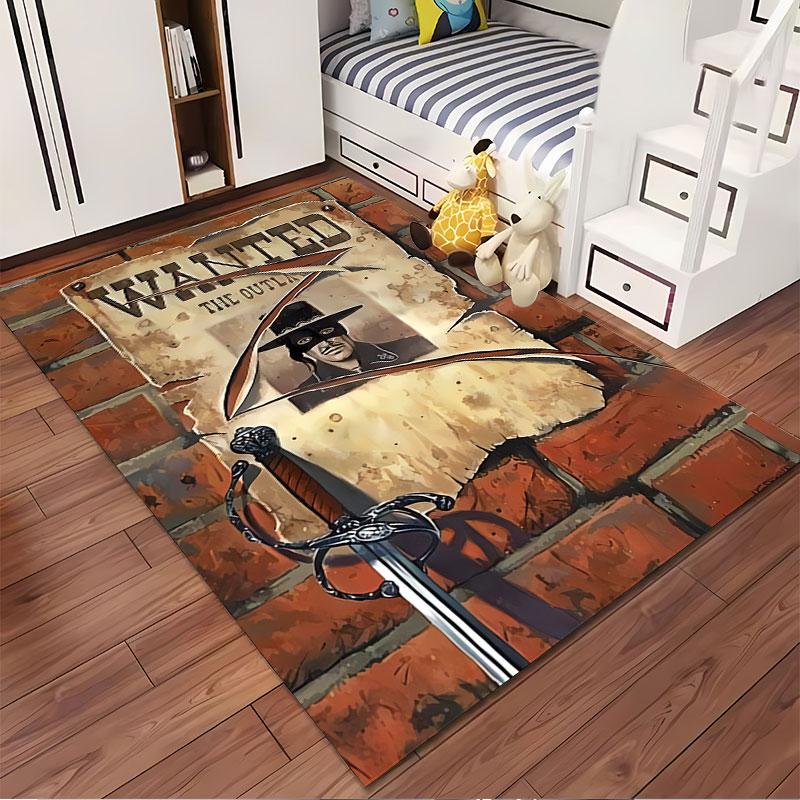 Wanted Poster with Sword Design suitable as a non-slip mat for the living room or bedroom sofa