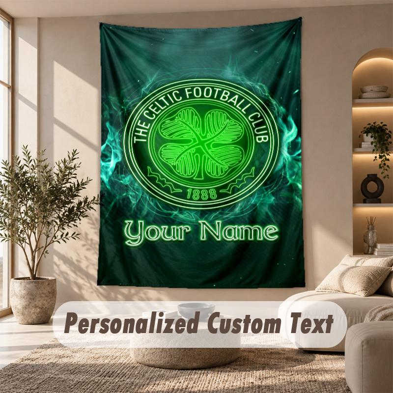 Tapestry Custom Name Text, Wall Hanging Tapestry Home Room DecorCeltic FC