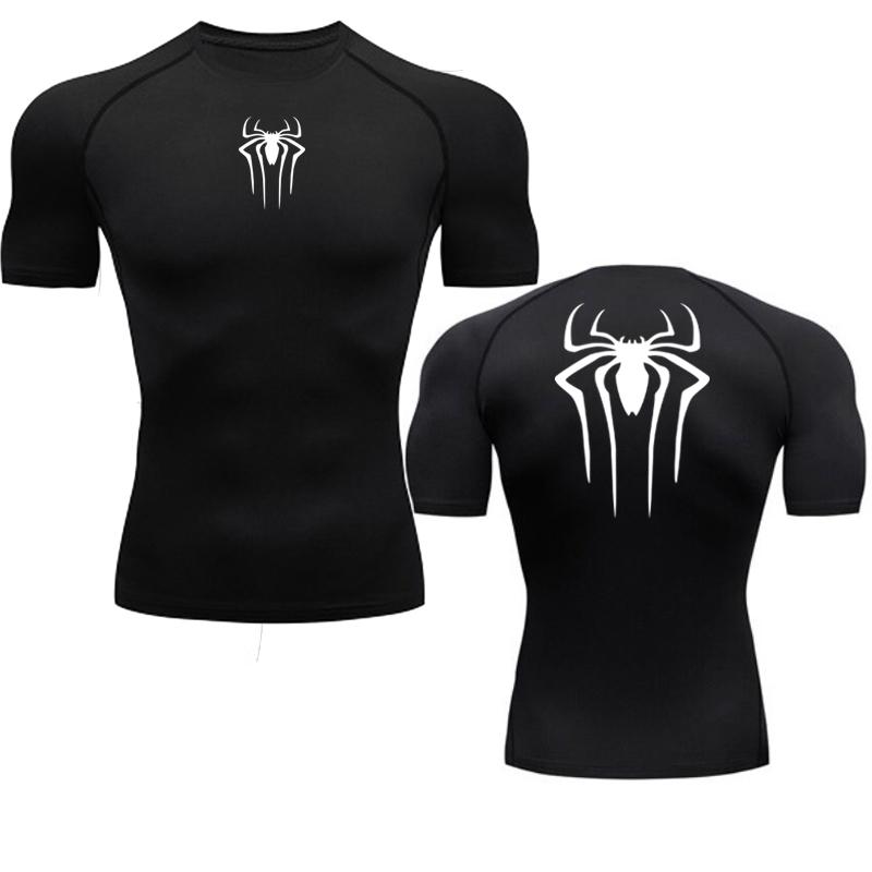 Printed Men's Athletic Compression Shirts Athletic Quick Dry Breathable Rash Guard Athletic Tight Workout Tops Summer Men