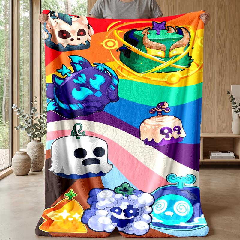 Blox Fruits Cozy Flannel Blanket, Comfortable Warm Throw Blanket for Bedroom Sofa Home Use
