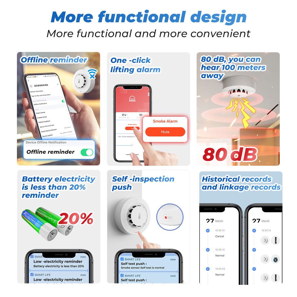 Tuya Smart WiFi Smoke Detector with Temperature and Humidity Sensing