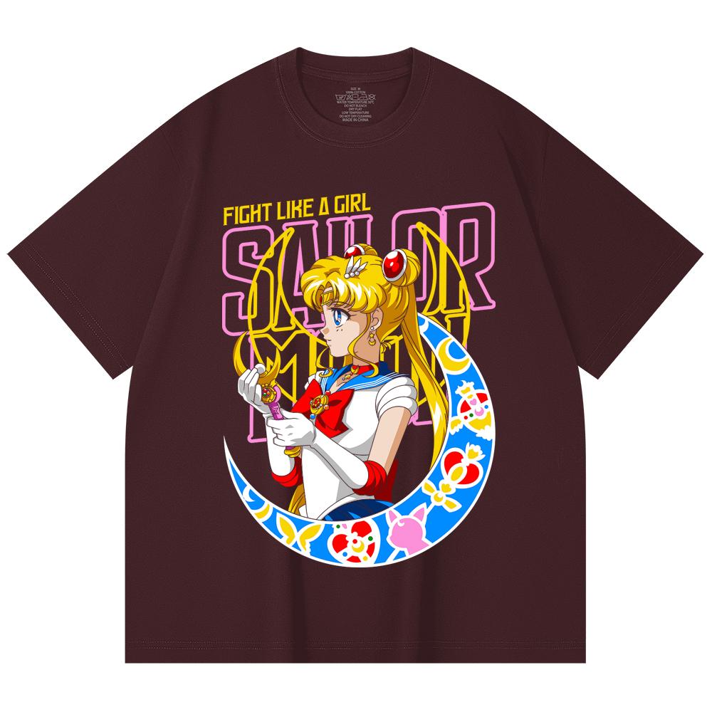230 г/м² 100% хлопок Sailor Moon V8 Принт Минако Унисекс Тяжелая хлопковая футболка