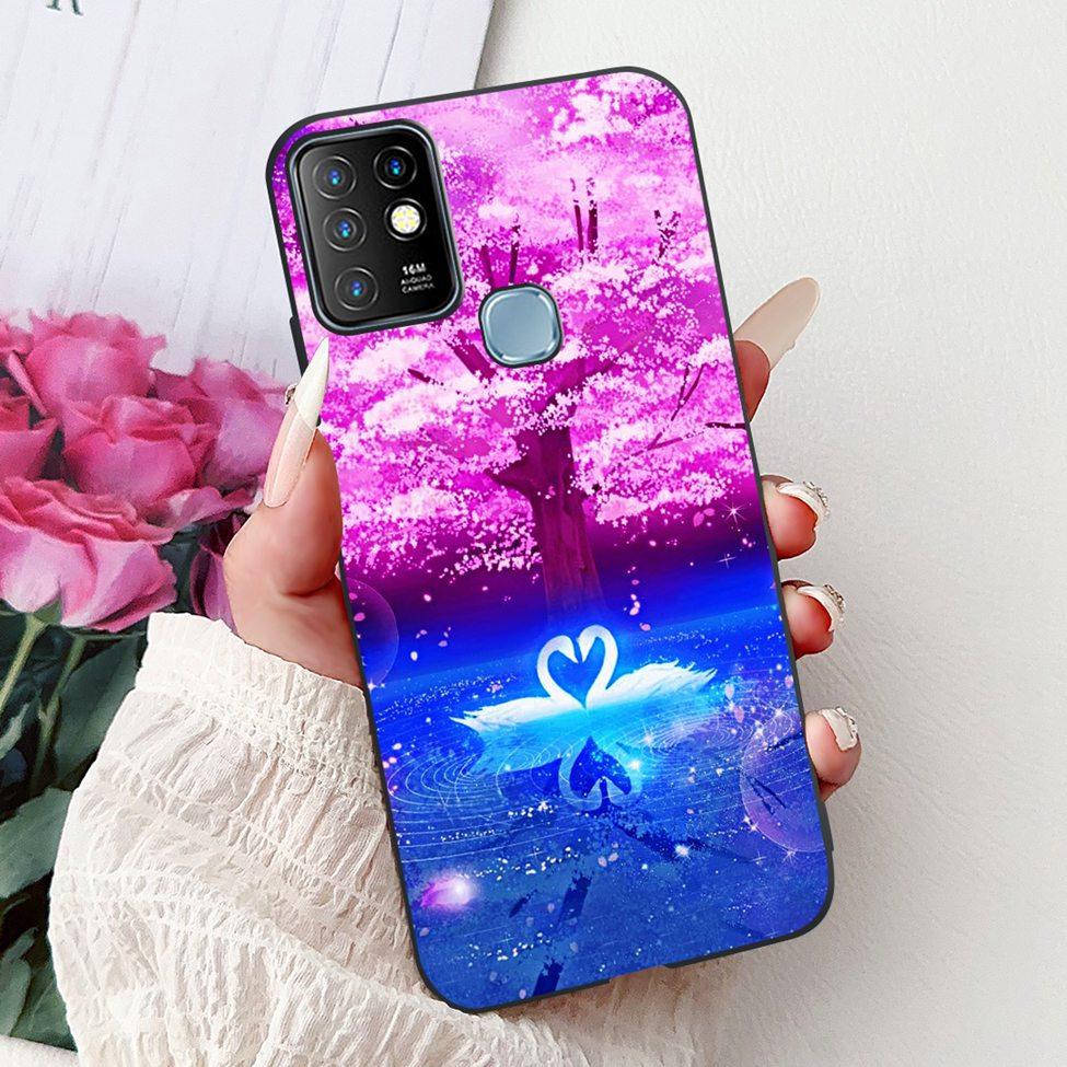 Для Infinix Hot 10 Чехол Силиконовый Милый Кот Модные Цветы Роскошная Расписная Задняя Крышка Для Чехла Телефона Inifnix Hot 10 X682B X682C