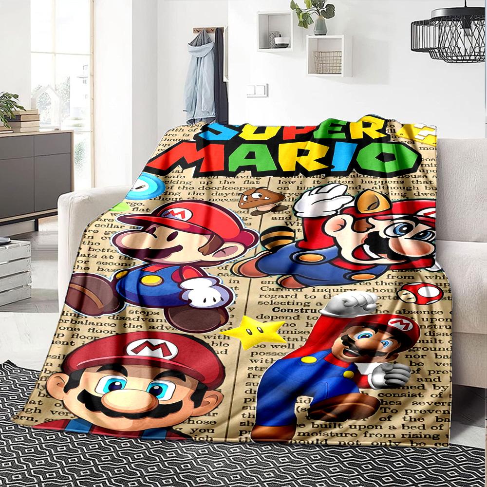 Super Mario Adventure Flannel Blanket Super Soft Warm Cozy Blanket For Sofa Bed Office Travel Allseason Home Decor Gift