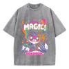 Женская washed футболка с принтом Магический Дэдпул Мультфильмы Короткий рукав Хлопок Потертая Оверсайз Круглый вырез Топы Уличная одежда