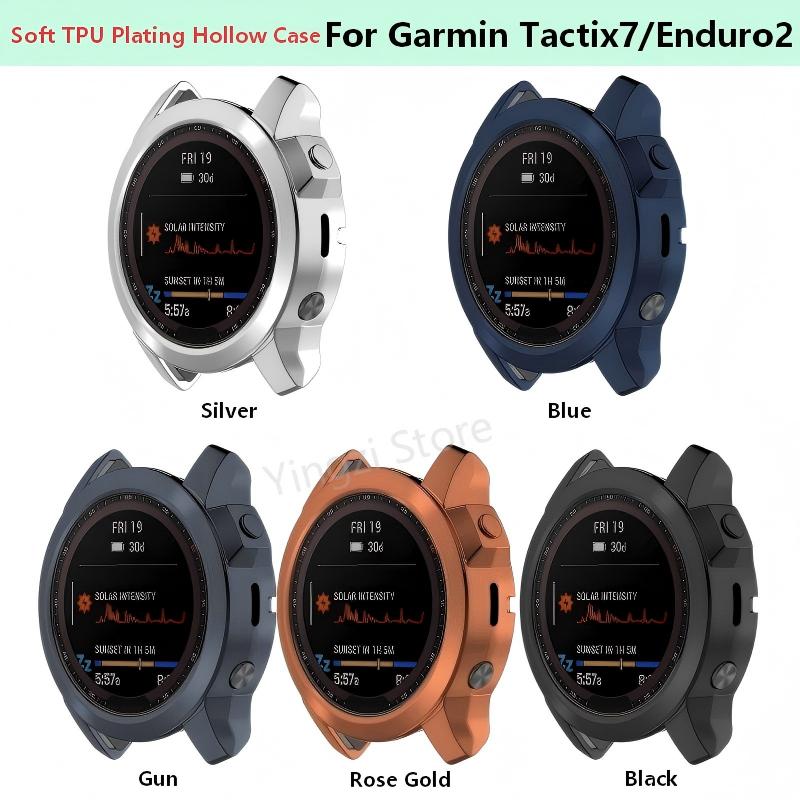 Plating TPU Case for Garmin Tactix7 Cover Smart Watch Strap Hollow Cover Bumper For Garmin Enduro2 Protector Shell Accessiores