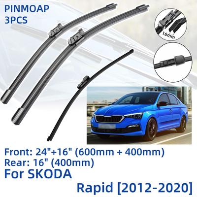 3 шт. для SKODA Rapid 2012-2020 24 "+ 16" + 16" передние и задние щетки стеклоочистителя, лобовое стекло, резак для окон, аксессуары 2014 2015 2016 2017 2018 2019 2020