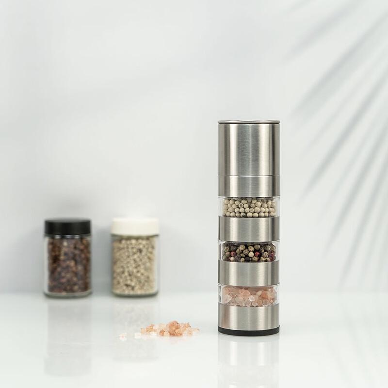 RuHan Stainless Steel Manual Pepper and Spice Grinder Set