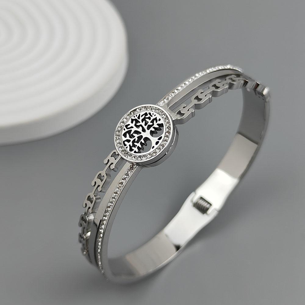 New Tree of Life Horseshoe Zircon Gold-plated Stainless Steel Bracelet 18K, High Quality Waterproof Couple Bracelet, Wife Gift