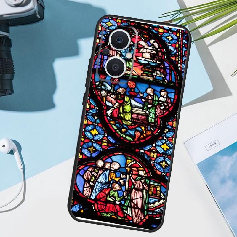 church gothic Stained glass Cover For OPPO Reno 11 Pro 10 12 13 14 14F 13F 12F 11F 7 8 Lite OPPO Find X6 X5 X8 X9 Pro Case