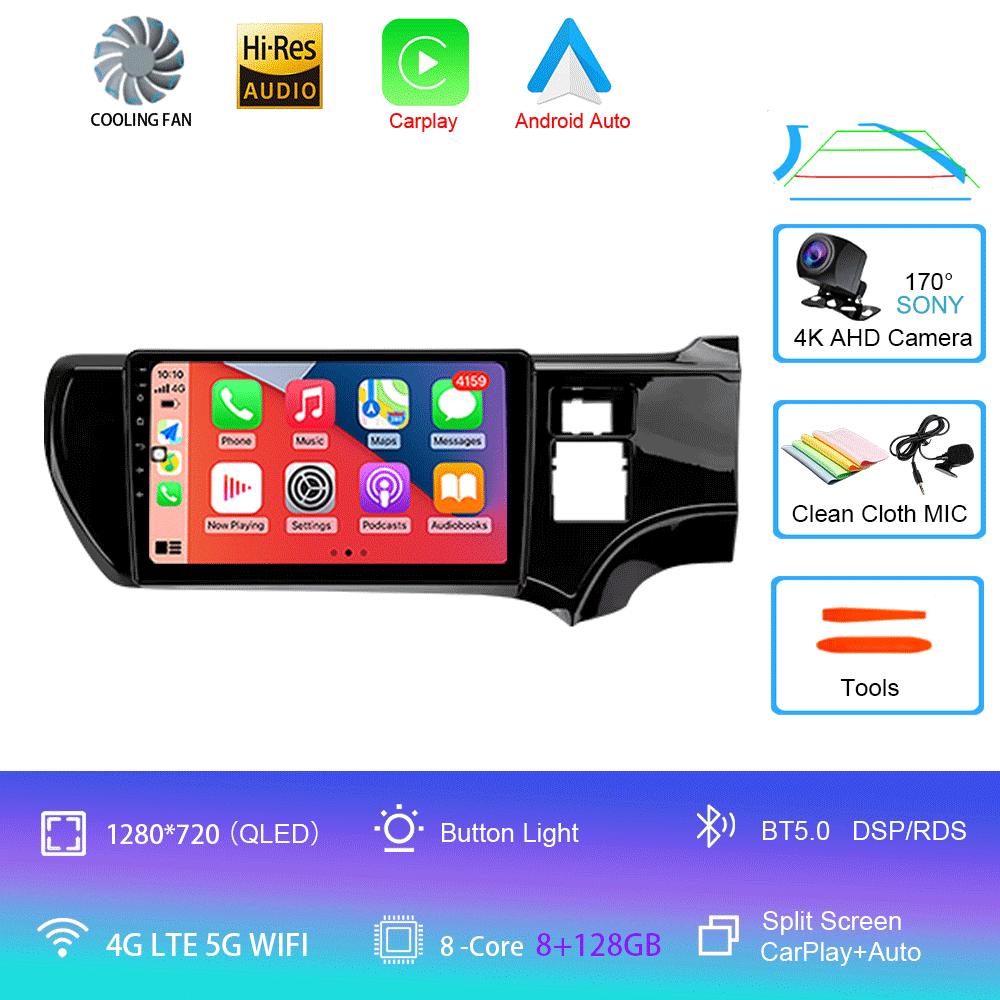 Автомобильное радио Android 14 Carplay Auto WIFI+4G мультимедийный проигрыватель для Toyota Aqua LHD RHD 2011 - 2017 Автомагнитола Стерео 2din Головное устройство