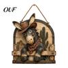 Decorative Wooden Sign for Bar Western Cowboy Donkey Hanging Sign, Rustic Farmhouse Wall Decor with Art Living Room Rope, Country Style Animal Pendant