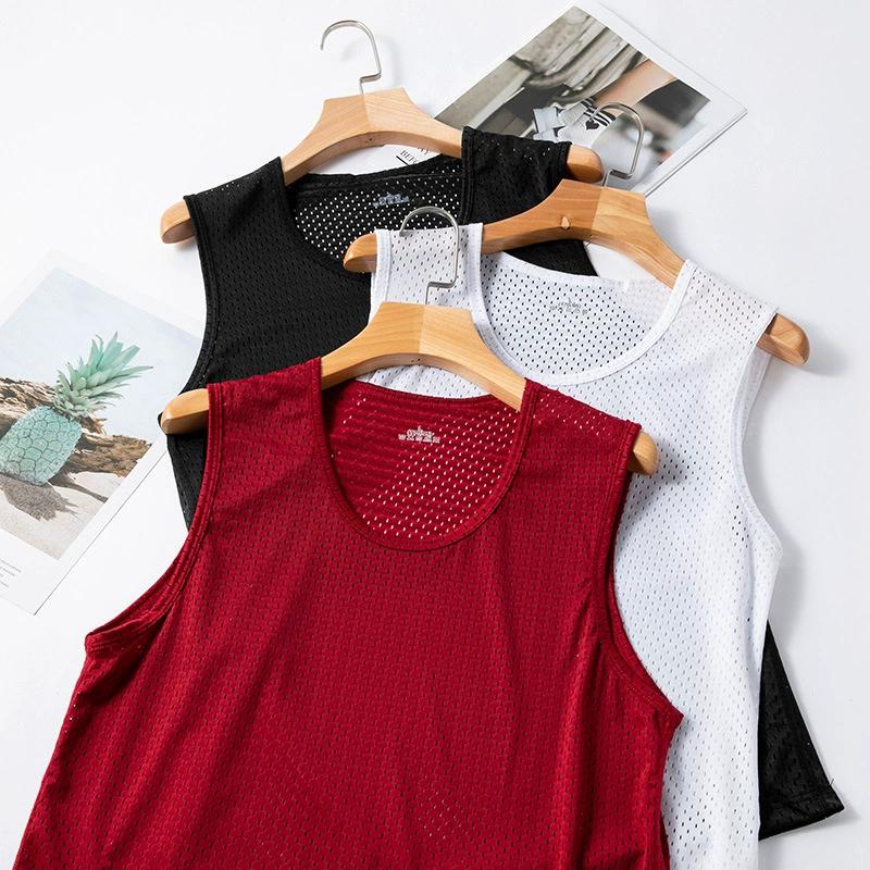 Мужские сетчатые майки Ice Silk, спортивные стрингеры, прозрачная рубашка без рукавов для бодибилдинга, жилет для фитнеса, мужские сетчатые майки для мышц