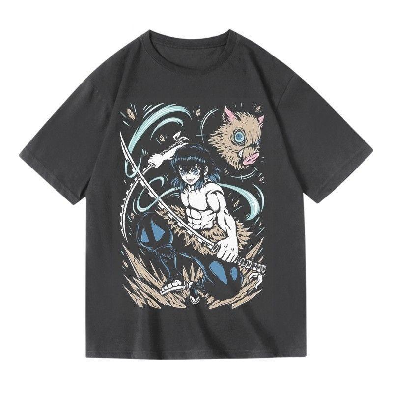 TwodiUnisexsional Flatfaced Demon Slayer Izuis Kimi No Koi Anime Merchandise Printed Shortsleeved Summer Cotton Loose Fit