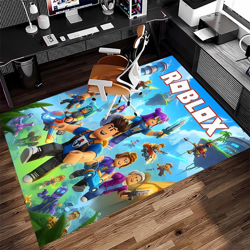 1pc Roblox Print Area Rug - Soft,Washable Non-Slip Indoor Mat for Office Chairs,Living Room,Home Office Decorative Rug