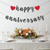 Black Happy Anniversary Banner, Anniversary Party Decorations, We Still Do, Happy Wedding Day Party Supplies Romantic Decorations Black Red Glitter