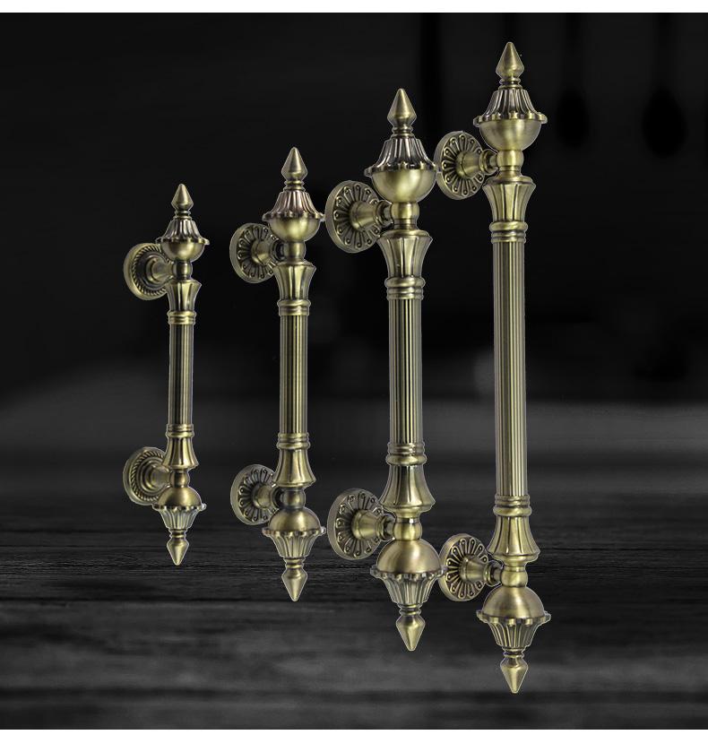 1 шт. дверная ручка, античный цинковый сплав, длина 280-550 мм, дверная ручка, бронзовые ворота, входная ручка в отель, торговый центр, дверная ручка