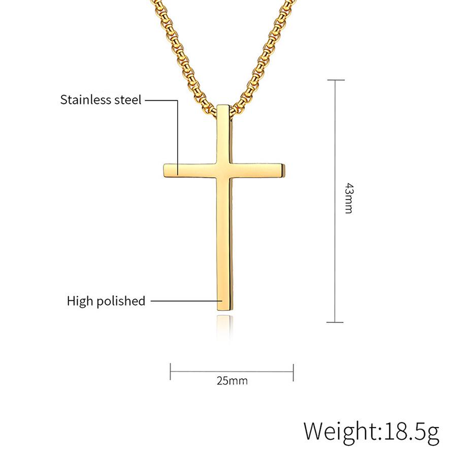 INS-Style Titanium Steel Cross Necklace: Smooth, Niche Design for Men & Women - Stainless Steel Sweater Chain.