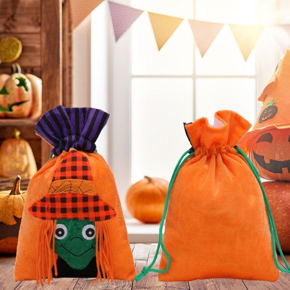 Storage Bucket Trick or Treat Bag Gifts Pouch Pumpkin Bag Halloween Candy Drawstring Bag Kids