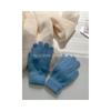 Solid color knitted gloves for women's winter windproof cycling, warm and cold-proof hand protection, five-finger finger student riding gloves, Korea