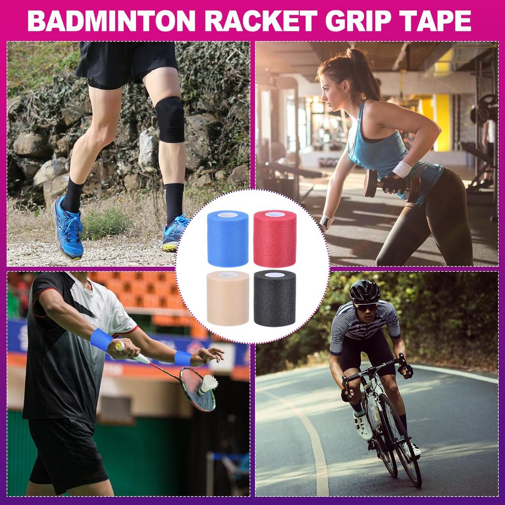 PATIKIL 12 шт. в упаковке, пенопластовая спортивная лента, спортивная эластичная повязка, 30 ярдов, дышащая повязка, рулон для теннисной ракетки, лента для фиксации, подушечка для волос