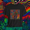 Cosmic Cat T-Shirt: Huichol Art Inspired