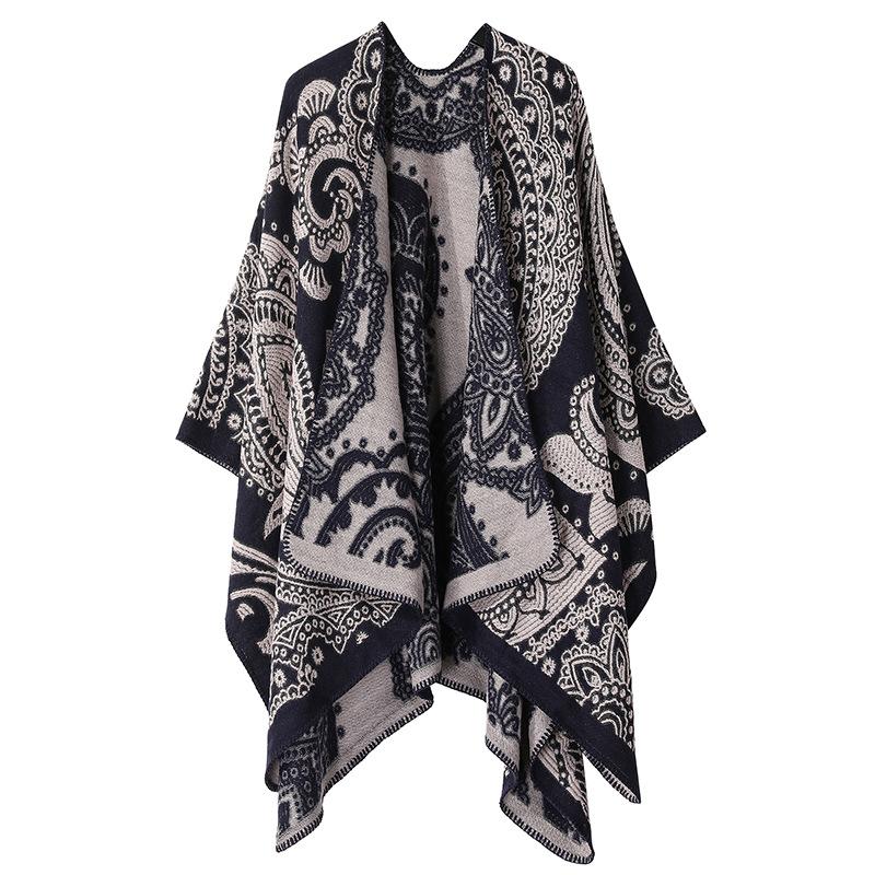 Scarf Women'S Versatile Thickened Warm Shawl Women'S Cashew Nut Flower Cashmere Cape