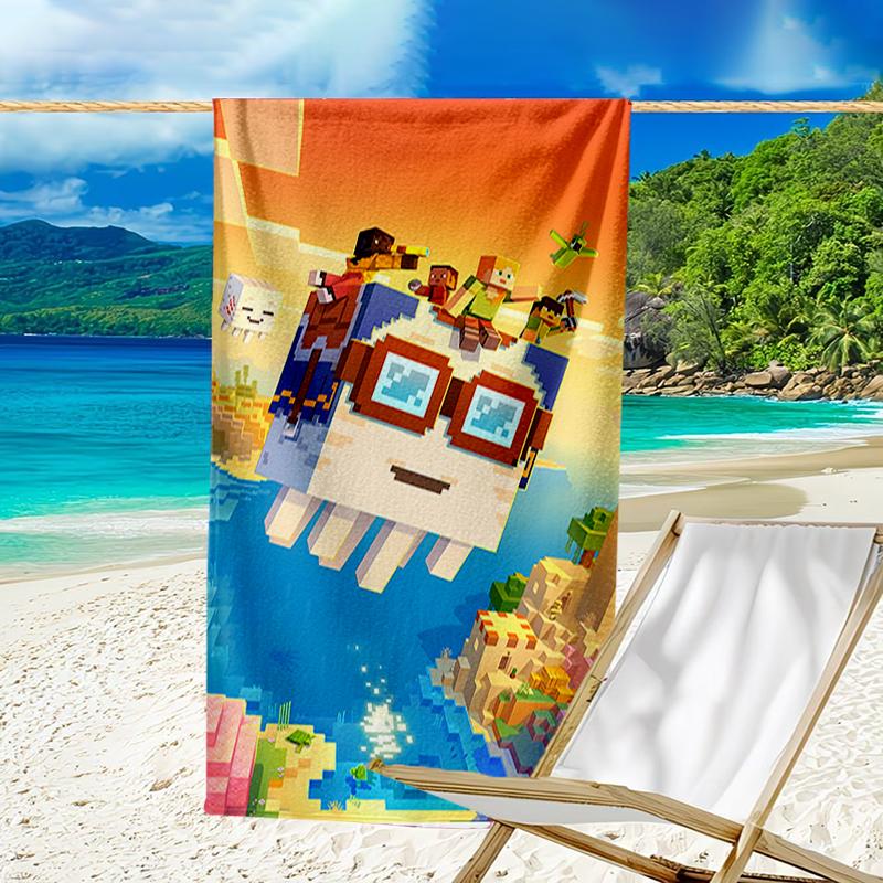 Beach Towel with Blocky pixel game Pattern - soft,absorbent,machine washable Lightweight&Modern,swimming,Travel Essentials