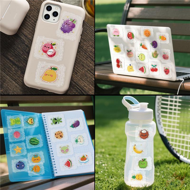 50Pcs/Set Wrapped Candy. Fruit Emoji PET Stickers Waterproof DIY Fashion Doodle Decals Stickers