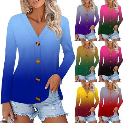 Женская модная повседневная рубашка на пуговицах с принтом, топы с длинным рукавом