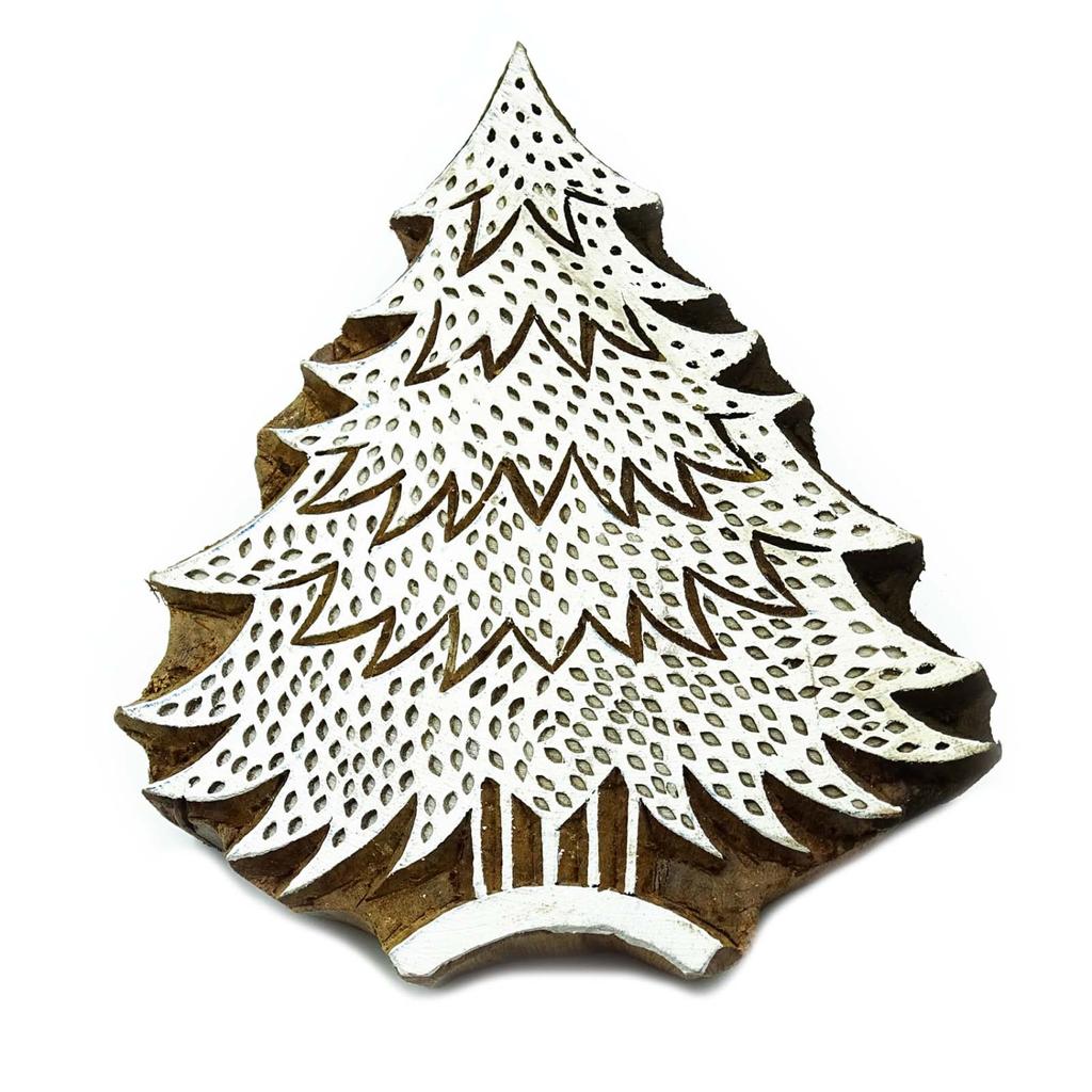 Индийские деревянные марки Рождественская елка Штамп ручной работы Печатный блок Текстиль